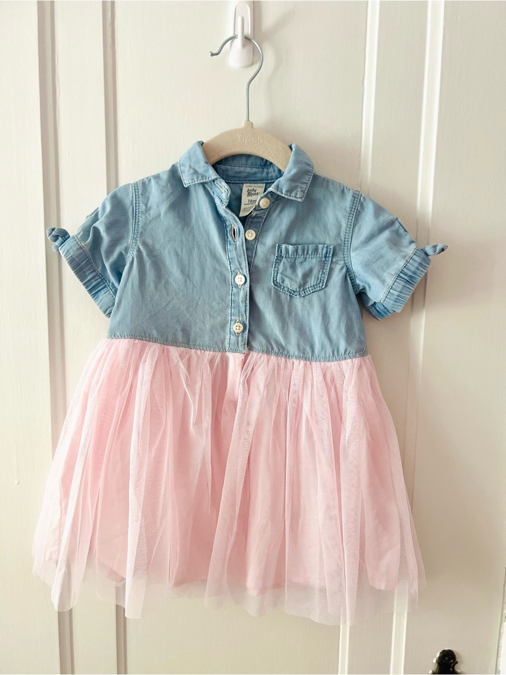 Baby Girls' Denim Top with Pink Tulle Skirt Dress